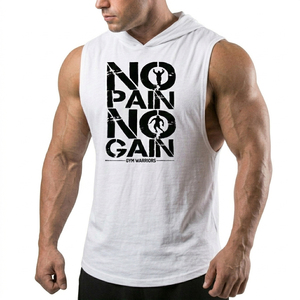 Camiseta sin mangas con capucha para hombre, con logo personalizado, corte holgado, para culturismo, entrenamiento, venta al por mayor, top sin mangas. - Product Image 6