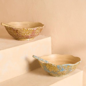 Ensemble de bols à salade en bambou festonné avec cuillère et fourchette, vaisselle en bambou laqué coquille d'œuf, fabriqué au Vietnam - Product Image 5