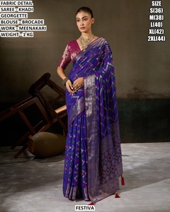 Festiva Rosa Khadi Georgette Sari mit Brokat-Bluse und Meenakari-Stickerei, Traditionelle Damenkleidung, Größen S bis 2XL - Product Image 2