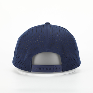 Gorra de Béisbol Personalizada para Hombre, 5 Paneles, Azul Marino, Logotipo Bordado, Perforaciones con Corte Láser, 100% Lona de Algodón - Product Image 3