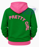 Alfa |   Kapa |   Sudadera con Capucha Verde Alpha Sorority para Hombre con Bolsillo Canguro Rosa, Sudadera Casual con Bloques de Color 1908 para Mujer