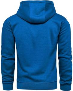 Sudadera con Capucha Azul Sólido para Hombre, Corte Regular, Informal, Tejida, con Bolsillo Delantero, para Otoño - Product Image 2