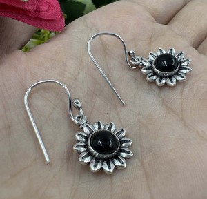 Trendy <b>Black</b> <b>Onyx</b> Designer <b>Earring</b> 925 Sterling Silver Plated Vintage Handmade Gemstone Drop <b>Earrings</b> for Women - Product Image 3