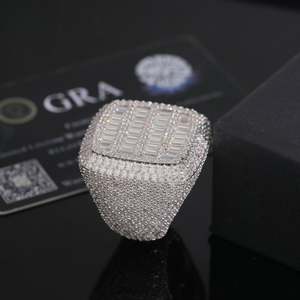 VVS Moissanite Geometric <b>Ring</b> 92.5% <b>Silver</b> Black Rhodium Gold Plated Hiphop Unisex <b>Men</b> Women Children Daily Wedding Jewelry - Product Image 5