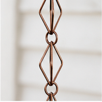 Chaîne de pluie suspendue en forme de diamant en cuivre, décoration de jardin extérieure, style luxueux, décoration de flux d'eau en aluminium
