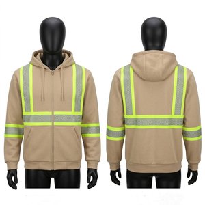 Sudadera de Trabajo con Capucha de Primera Calidad, 330 GSM, Forro Polar 100% Algodón, Color Beige, con Cinta Reflectante y Logotipo Personalizado - Product Image 1