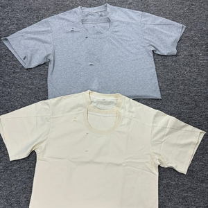 T-shirt Homme Oversize Col Ras du Cou Effet Vieilli Streetwear Minimaliste Coupe Ample Décontractée Coton Bords Bruts Tendance Mode - Product Image 2