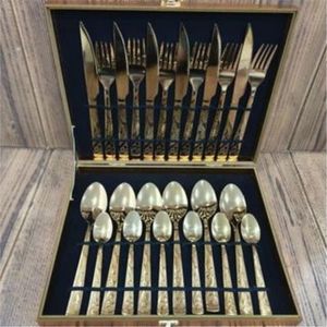 Ensemble de couverts en acier inoxydable doré de qualité supérieure, kit de vaisselle de luxe pour hôtel, restaurant, mariage, restauration, coffret cadeau - Product Image 1
