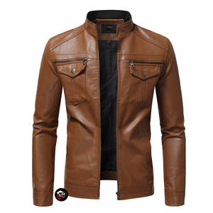 Chaqueta de Cuero para Hombre, Moderna, Ajustada, Elegante, Prenda Exterior de Moda, Cuero Suave, Informal, Otoño Invierno - Product Image 1