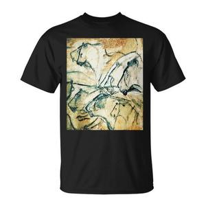 Camiseta de Arqueología con Petroglifos de la Gruta de Chauvet, Diseño de Leones, Unisex para Adultos, Manga Corta, Cuello Redondo, Impresión Digital, Promocional - Product Image 1