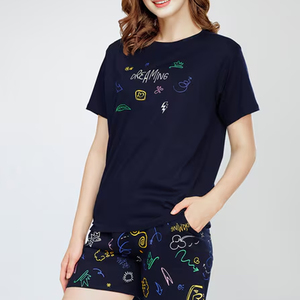 Custom Made Regular Fit Drawstring Women Above Knee Shorts <b>Sets</b> Summer Printed 100% Cotton Quick Dry Breathable <b>Twin</b> <b>Set</b> - Product Image 3