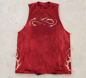 Custom Men <b>Distressed</b> Tank <b>Top</b> Acid Wash Graphic Ripped Gym Singlet Streetwear Loose Fit Sleeveless T Shirt Wholesale Clothing - Product Image 5