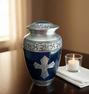 Urne funéraire antique noire grande taille en aluminium fait main style Art Déco 3,4 L avec glaçure craquelée thème oiseaux, vase de table - Product Image 5