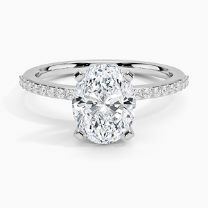 Delicate Shared Prong Oval Cut Moissanite <b>Solitaire</b> Engagement <b>Ring</b> in 925 <b>Silver</b> 14K Gold Plated with GRA Certification - Product Image 5