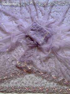 Elegant Look Soft Net with <b>Beads</b>-Sequin work & Heavy Border with Scallop Cut Saree-Matching work Blouse Supplier from Surat - Product Image 6