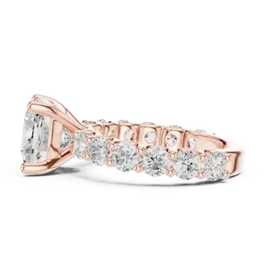 Anillo de Compromiso con Diamante Cultivado en Laboratorio de Corte Cojín de 4 Quilates, Color E, Certificado por IGI, con Piedras Laterales, Oro Sólido de 10K, 14K, 18K, Joyería Fina - Product Image 6