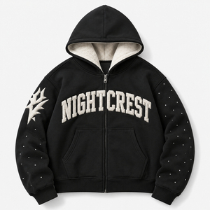 Hoodie zippé double à coupe carrée, personnalisé, en coton épais 100 %, coupe courte, pour homme, en molleton bouclette, avec fermeture éclair - Product Image 2