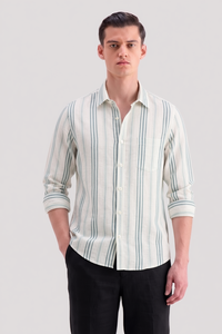 Camisas Casuales de Verano para Hombre Enovate, Diseño Poppy a Rayas, Lino, Doble Botonadura, Transpirables, ODM - Product Image 2