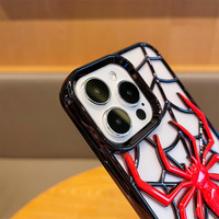 Coque de téléphone en métal plaqué motif toile d'araignée pour iPhone 15 Pro Max 11 12 13 14 16 17 18, légère et dissipant la chaleur