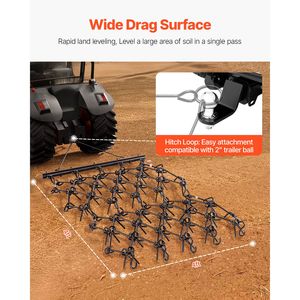 Erpice a Denti Affilati 4x4 Piedi (69 Denti) Resistente per ATV/UTV/Trattore - Accessorio per Preparazione del Terreno e Semina - Product Image 2