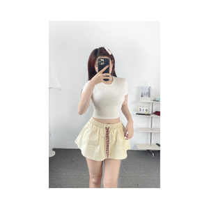 Jupe-short décontractée taille haute respirante pour femme, coupe trapèze, grandes tailles, vêtements professionnels tendance, échantillon gratuit - Meilleures ventes - Product Image 1