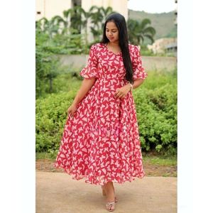 ชุดพิมพ์ลาย Georgette แฟนซีสีแดง - Product Image 1