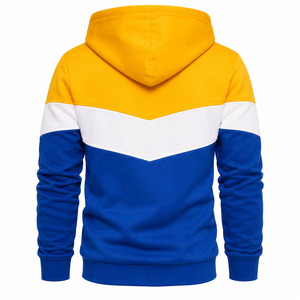 Men's Color Blocking Hooded Sweatshirt Regular Fit Casual Knitted Long <b>Sleeve</b> Blue Yellow <b>White</b> Hoodie Autumn Wear - Product Image 2