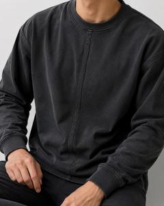 เสื้อสเวตเชิ้ตแขนยาวคอกลมสีเทาสำหรับผู้ชาย ทรงปกติ สวมใส่สบาย ผ้าถัก สีพื้น 100% ผ้าฝ้าย สำหรับฤดูหนาว แห้งเร็ว - Product Image 1