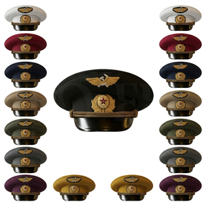 100% High Quality Breathable Handmade Embroidery Badge Leather Brim Peak <b>Caps</b> Headwear Uniform Accessory Apparel Polyester <b>Caps</b> - Product Image 1