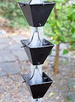 Chaînes de pluie de haute qualité, quatre modèles, en métal noir thermolaqué, pour gouttières extérieures et jardins