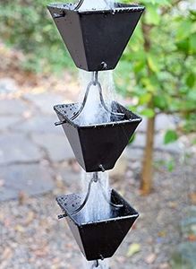 Chaînes de pluie en aluminium de haute qualité, design lotus, faites à la main, revêtement poudré, pour gouttières, décoration extérieure de jardin et de toit - Product Image 4