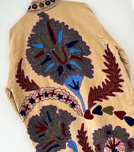 Unisex Handmade <b>Velvet</b> Suzani Long <b>Quilted</b> Jacket Uzbak Embroidered Floral Cotton Lining Breathable Eco-Friendly High Jacket - Product Image 6