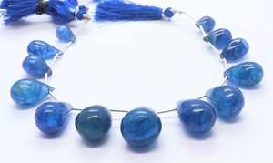 Cuentas de cuarzo azul natural AAA en forma de lágrima lisa, de 8x14 a 16x24 mm, cuentas de cuarzo en forma de gota de 8 pulgadas, cuentas de cuarzo azul liso en forma de lágrima. - Product Image 2