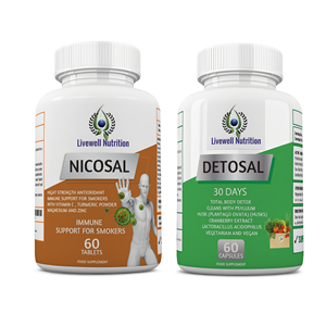 Duo de compléments alimentaires Livewell Nutrition Nicosal et Detosal, 60 comprimés et 60 gélules, soutien immunitaire et détoxification - Product Image 2