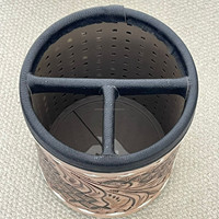Porte-stylos et porte-crayons rond en cuir véritable, design premium, fait main, style western, pour bureau et maison.