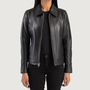 Women's PU Leather Quick Dry <b>Lightweight</b> Moto <b>Jacket</b> Solid Color Full Sleeve Zipper Closure Stand Collar Detachable Collar - Product Image 1