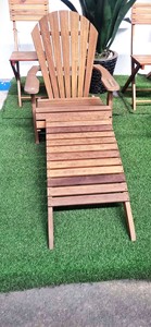Chaise Adirondack en bois, design rustique d'extérieur, dossier ouvert, pieds effilés, motif graphique par transfert d'eau, durable, pour sols durs, jardin, plage - Product Image 4
