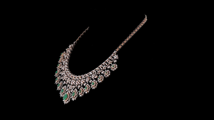 Bridal <b>Statement</b> <b>Necklace</b> Lab Grown Diamonds IGI Certified Rhodium Plated Ethnic Wedding & Party Jewelry for Women - Product Image 3