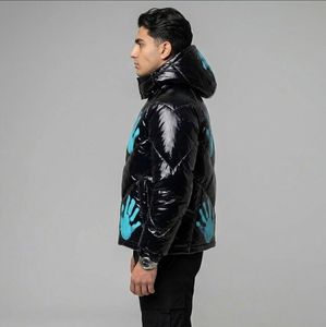 Custom Thermochromic Ink Print Streetwear Crop Vintage Heavyweight Winter Hooded Windproof Color Change Down <b>Puffer</b> <b>Jacket</b> Coat - Product Image 3