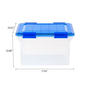 32 Qt. Clear Plastic Storage Bins with Sealed Gasket Lids Legal Size <b>File</b> <b>Boxes</b> - Product Image 2