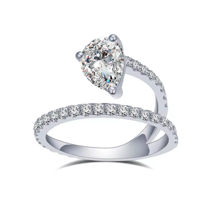 IGI Pear Shape Lab Grown Diamond Rings Wedding Jewelry Ring Simple Design Women Snake Shaped Open Ring - Product Image 1