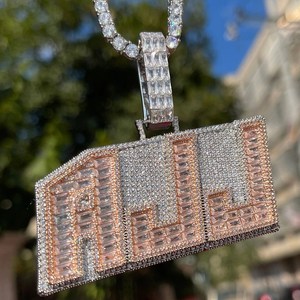 Colgante de Moissanita Personalizado con Nombre, Estilo Hip Hop, VVS, con Incrustaciones de Diamantes, Plata 925, Colgante de Letra de Moissanita, Colgante de Moissanita Personalizado - Product Image 6