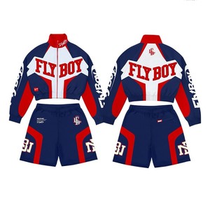 Ensemble de survêtement unisexe léger en polyester/nylon, veste zippée à manches longues, short à cordon de serrage, séchage rapide, style sportif et streetwear - Product Image 4
