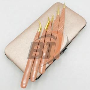 Pinzas para extensiones de pestañas de acero inoxidable con revestimiento de Color personalizado de alta calidad profesional, herramienta de belleza sostenible, acero fino - Product Image 3