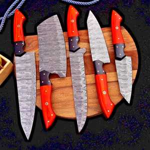 High Quality 5 PCS Professional Kitchen <b>Knife</b> <b>Set</b> With Damascus Steel Blade and Custom Handle Kitchen <b>Knife</b> <b>Set</b> For Hot Sale - Product Image 3