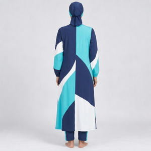 Nouvel ensemble burkini 4 pièces respirant et à séchage rapide, imprimé sur le devant, pour femme, maillot de bain modeste, coupe haute, burkinis islamiques - Product Image 5