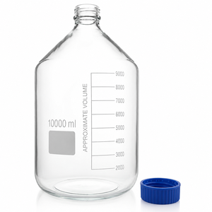Suministros de Vidrio para Laboratorio, Recipiente Transparente Redondo para Almacenamiento de Productos Químicos, Botella de Reactivo de 10000 ml con Tapa de Rosca - Product Image 1