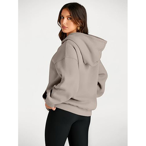 Sudadera con Capucha Personalizada ODM Gris con Logotipo Frontal, para Hombre y Mujer, de Algodón Premium, Felpa, Ecológica, Casual, Cortavientos, de Otoño - Product Image 4