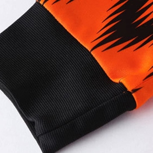 Ensemble de maillot de football pour hommes, orange et noir, imprimé géométrique, manches longues, pantalon rembourré, coupe athlétique, toutes saisons, sublimé - Product Image 3