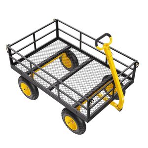 Carrello da Giardino in Acciaio Resistente da 1200 Libbre, Rimorchiabile 2-in-1, Carro Utilitario in Metallo per Esterni, Rimorchio da 13 Iarde - Product Image 1